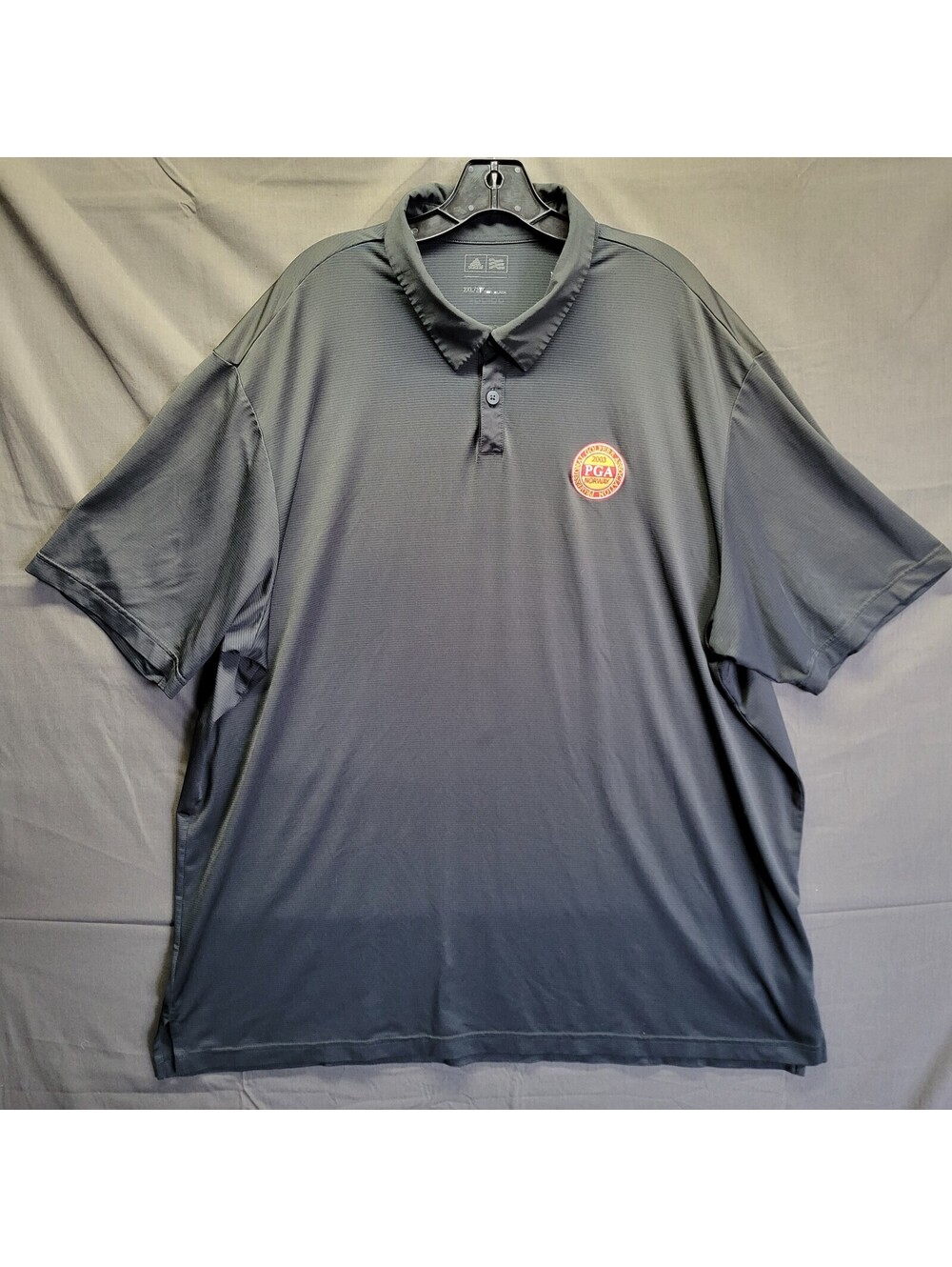 Adidas 2XL Black Golf Polo Shirt W/ 'PGA Norway' Patch on Chest